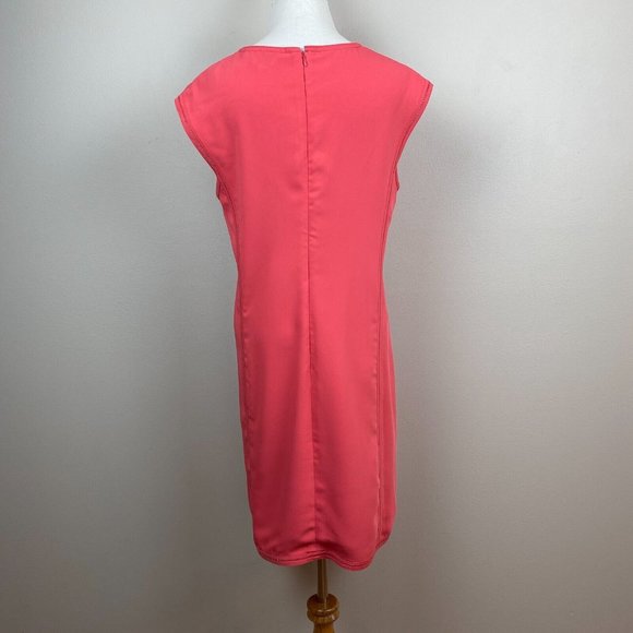 Reiss Mini Dress 8 Coral Pink Aura‎ Stitch Detail Sleeveless Back Zip Cocktail - Picture 4 of 9
